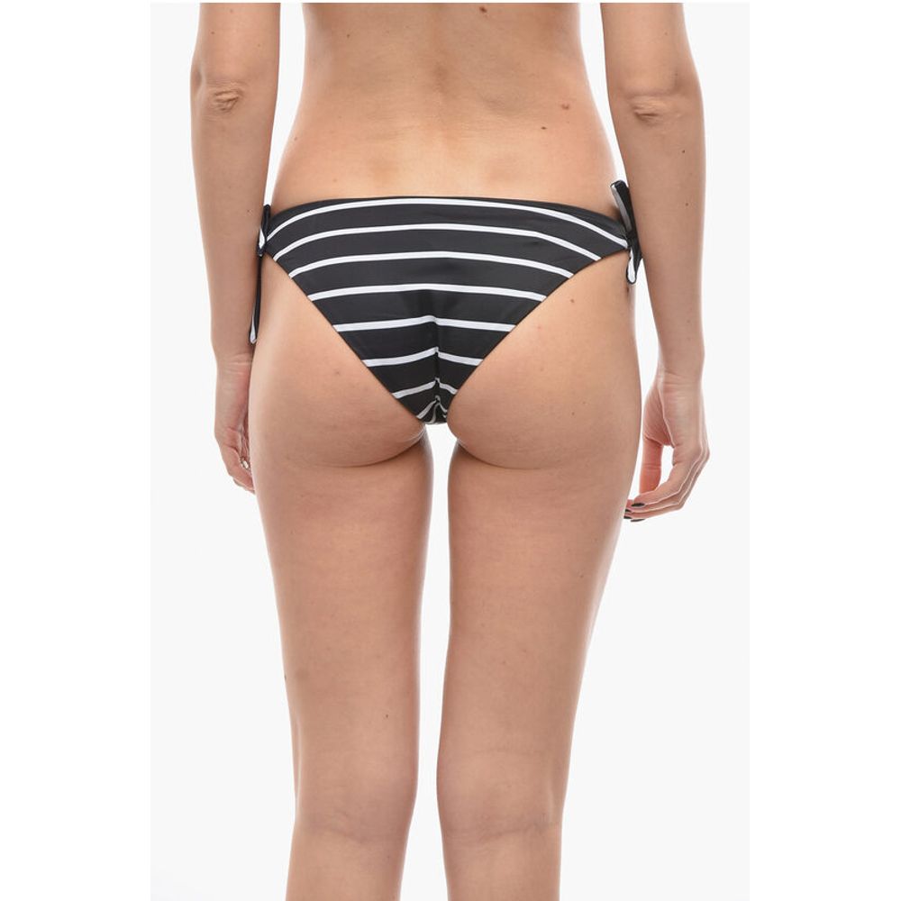 Karl Lagerfeld Awning Striped Bikini Bottom With Knotted Laces