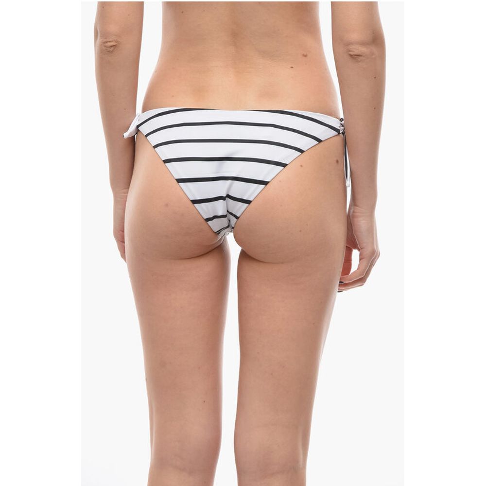 Karl Lagerfeld Awning Striped Bikini Bottom With Knotted Laces