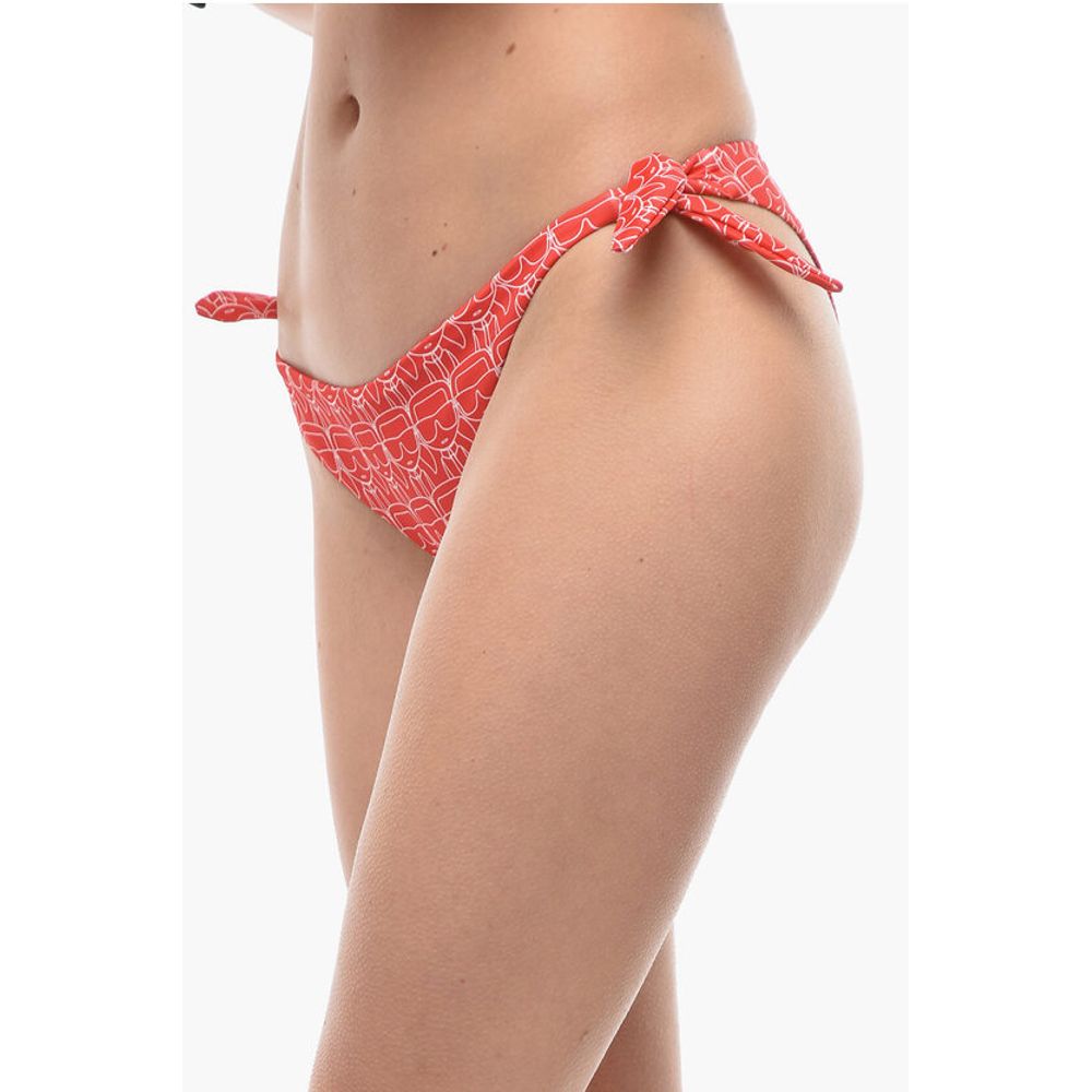Karl Lagerfeld All-Over Iconic Printed Bikini Bottom With Knotted Laces