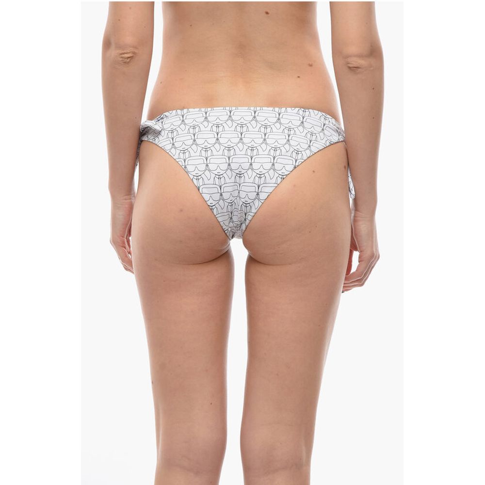 Karl Lagerfeld All-Over Iconic Printed Bikini Bottom With Knotted Laces