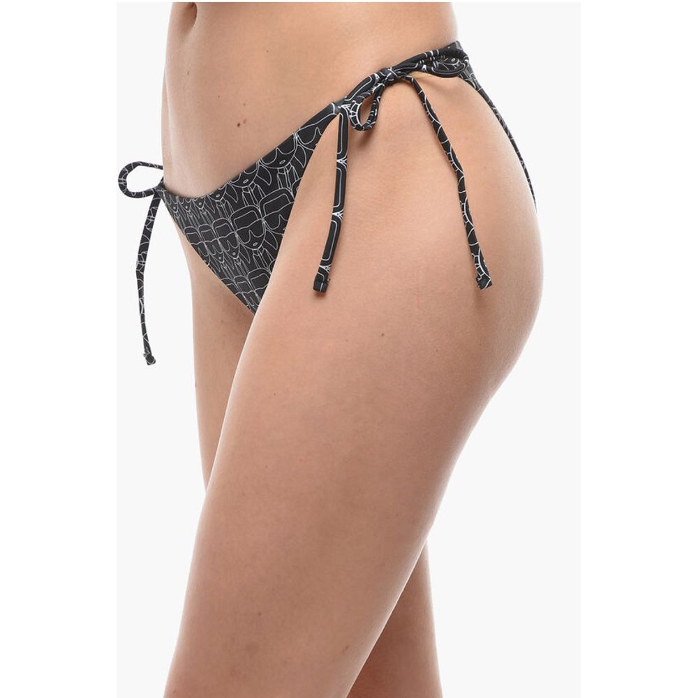 Karl Lagerfeld Two-Tone Bikini Bottom with All-Over Iconic Printed