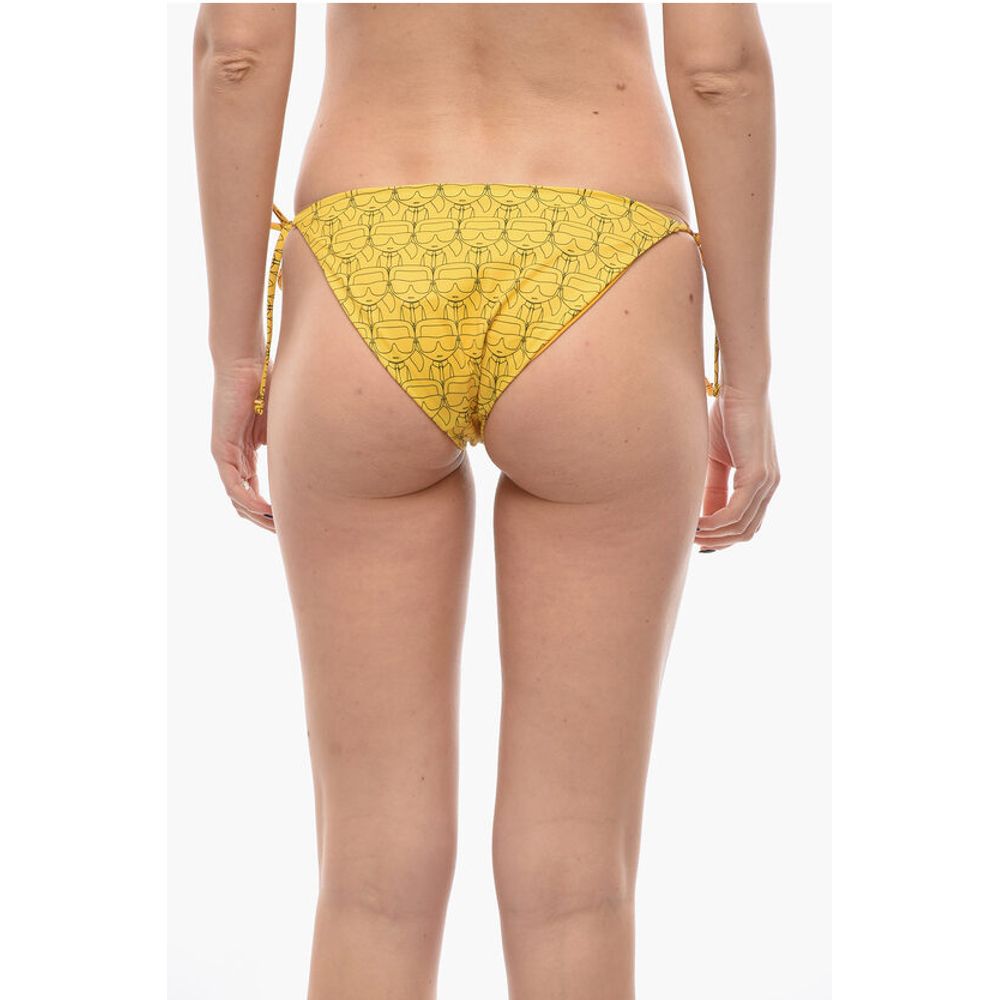 Karl Lagerfeld All-Over Iconic Printed Bikini Bottom With Knotted Laces