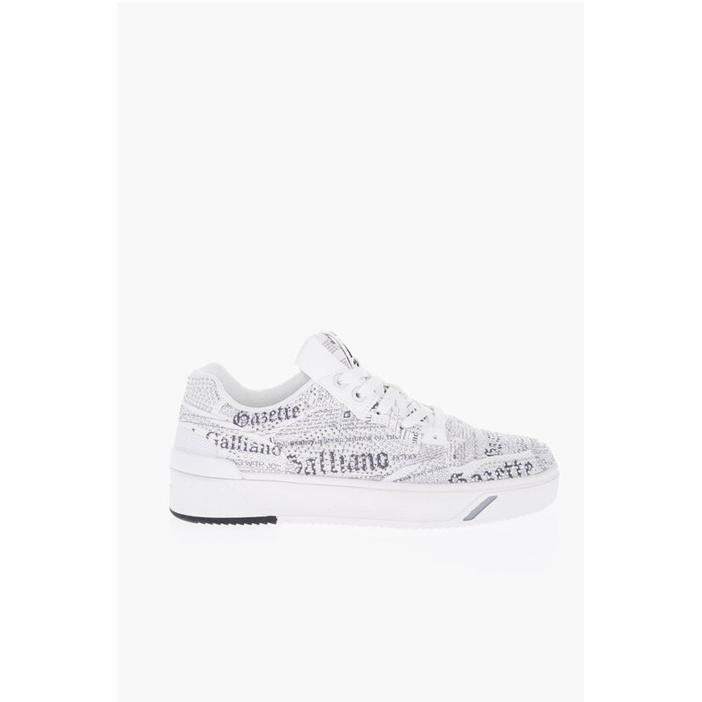 John Galliano Fabric GAZETTE Sneakers with Rhinestone Embellishment