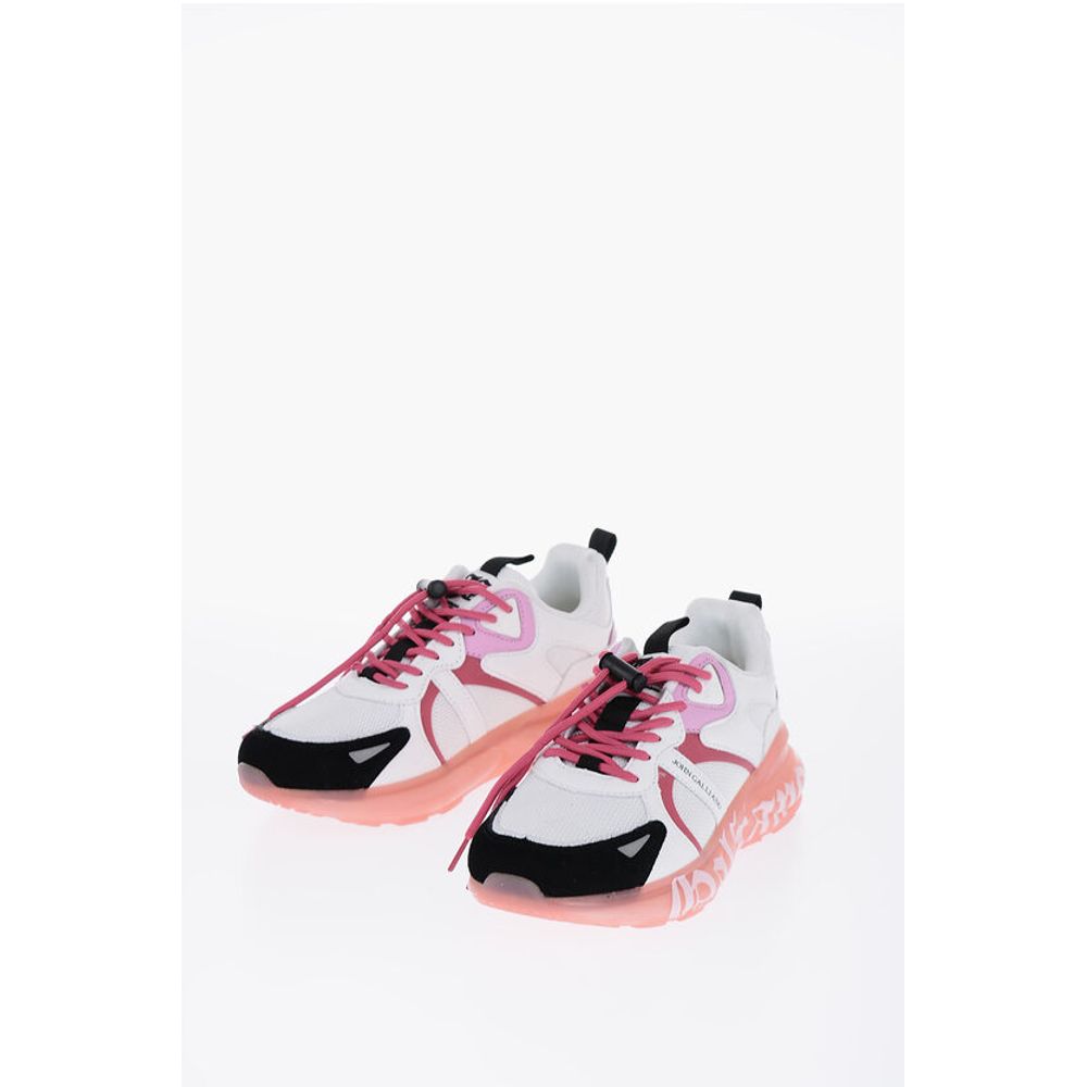 John Galliano Leather and Fabric Sneakers with Logoed Sole