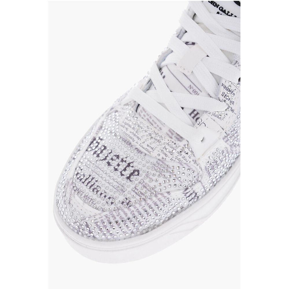 John Galliano Fabric GAZETTE Sneakers with Rhinestone Embellishment