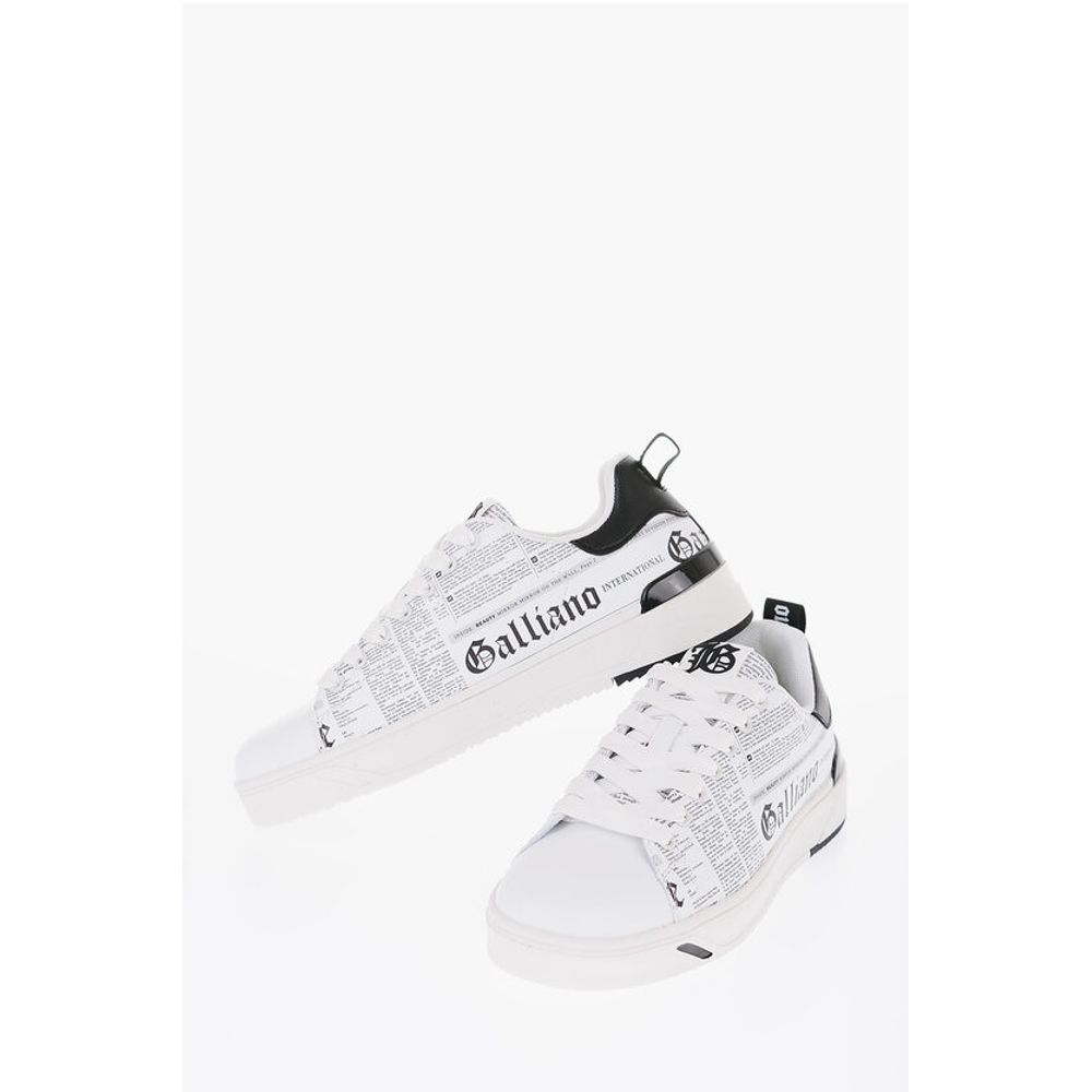 John Galliano Printed Faux Leather Low Top Sneakers