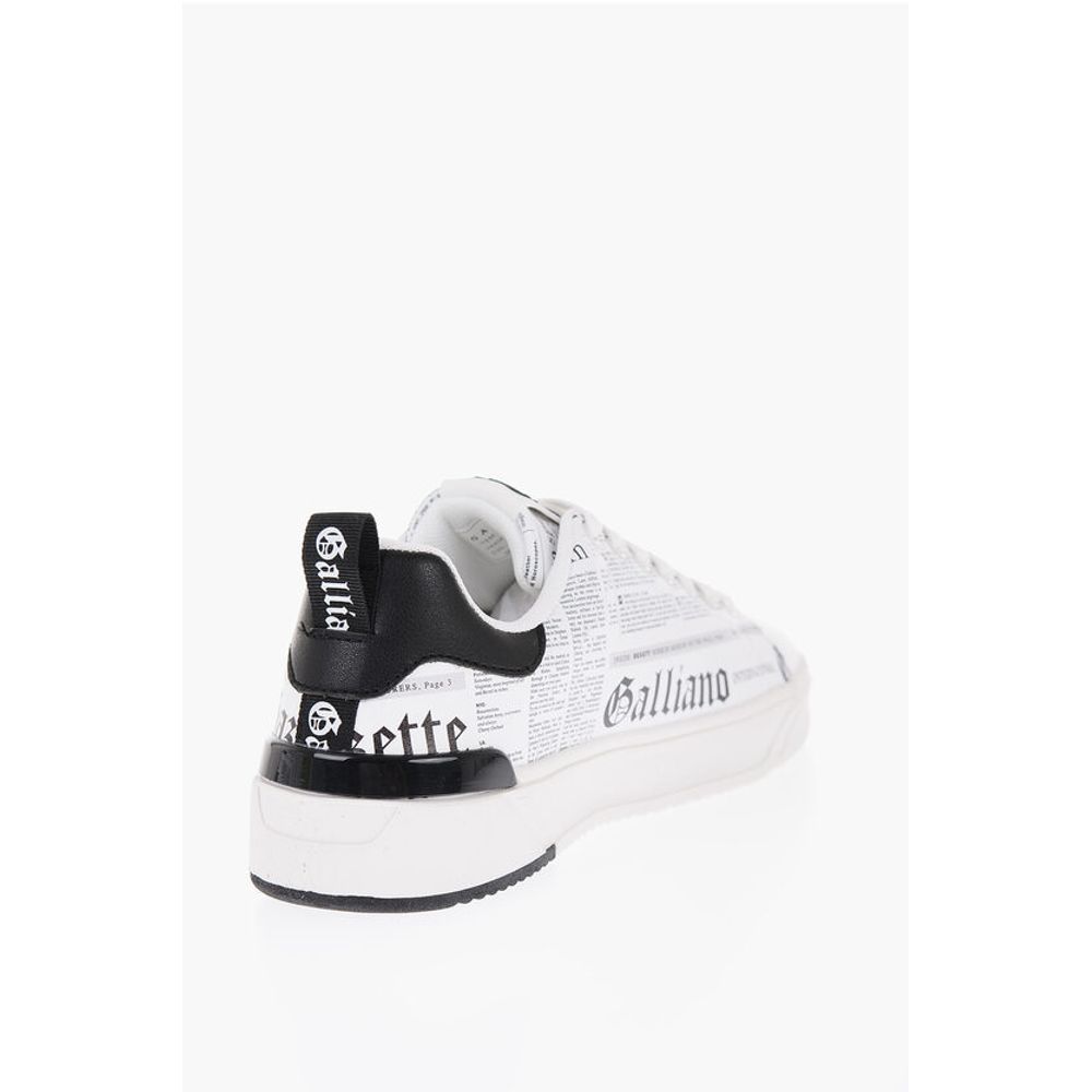 John Galliano Printed Faux Leather Low Top Sneakers