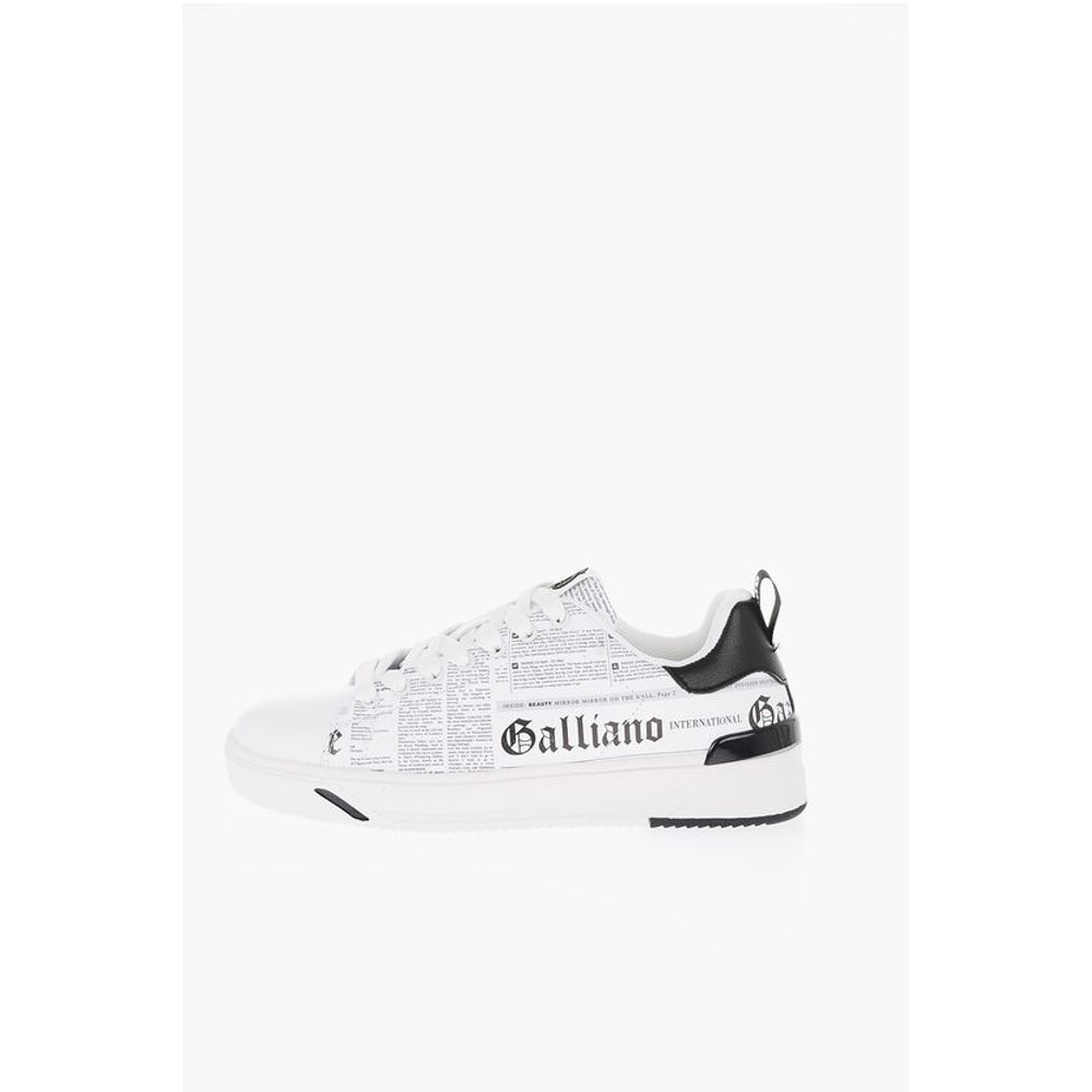 John Galliano Printed Faux Leather Low Top Sneakers