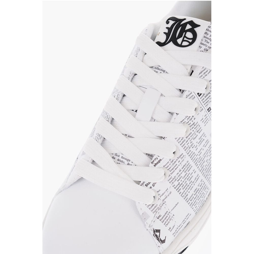 John Galliano Printed Faux Leather Low Top Sneakers