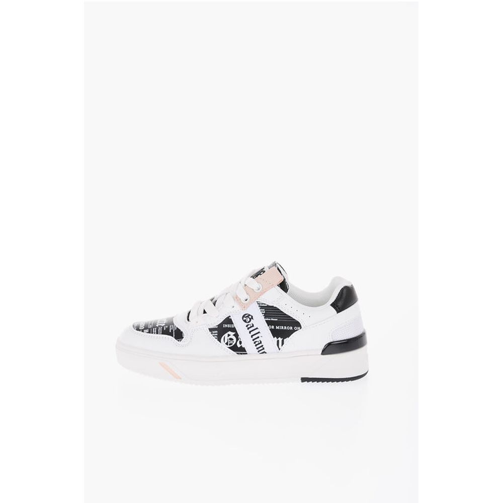 John Galliano Printed Faux Leather Low Top Sneakers
