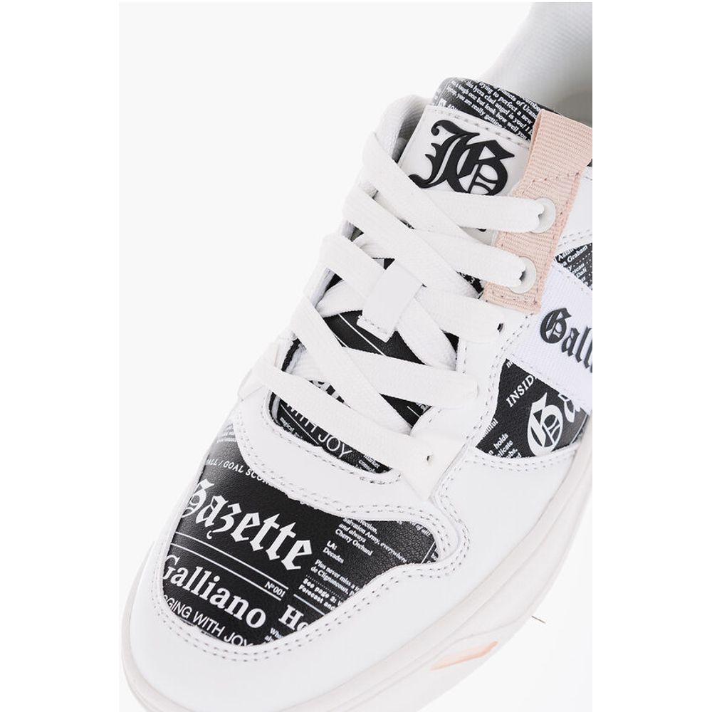 John Galliano Printed Faux Leather Low Top Sneakers