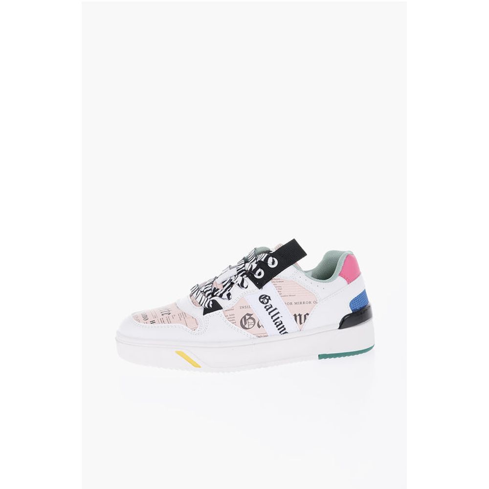 John Galliano Printed Faux Leather Low Top Sneakers