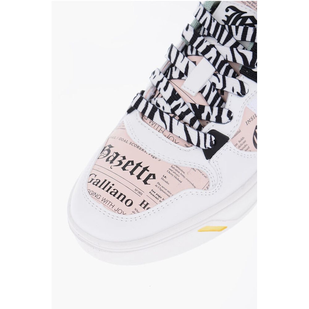 John Galliano Printed Faux Leather Low Top Sneakers