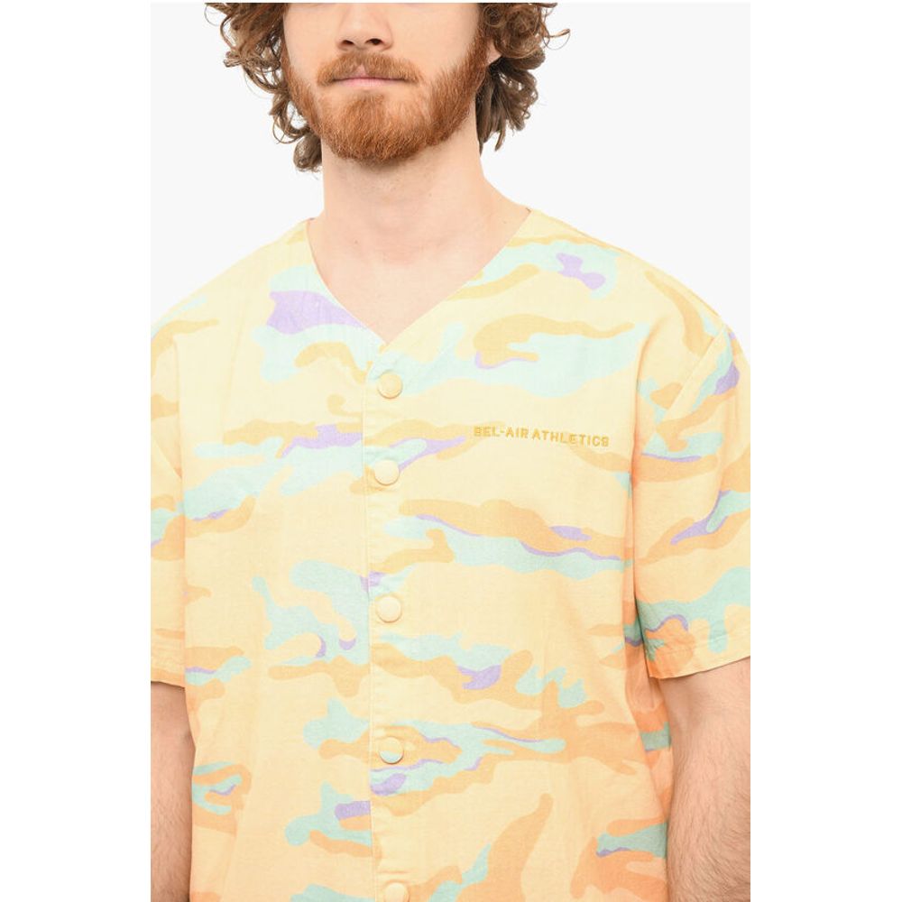 Bel Air Athletics V-neckline CAMO BASEBALL Shirt with Camouflage Motif