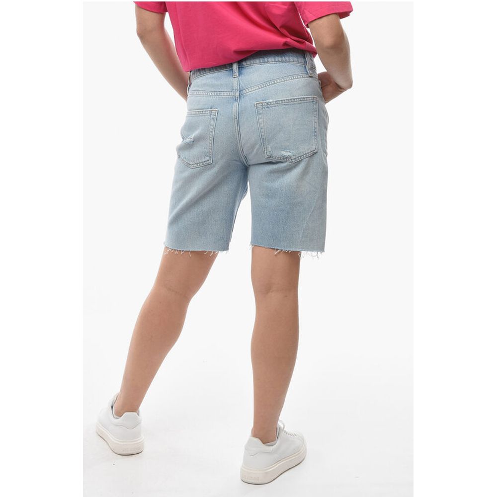 Frame Slouch Fit Denim Distressed Shorts