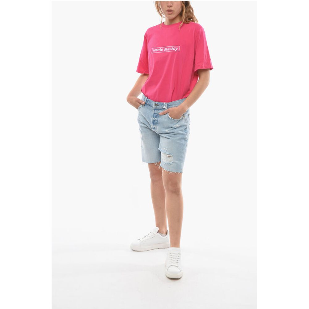 Frame Slouch Fit Denim Distressed Shorts
