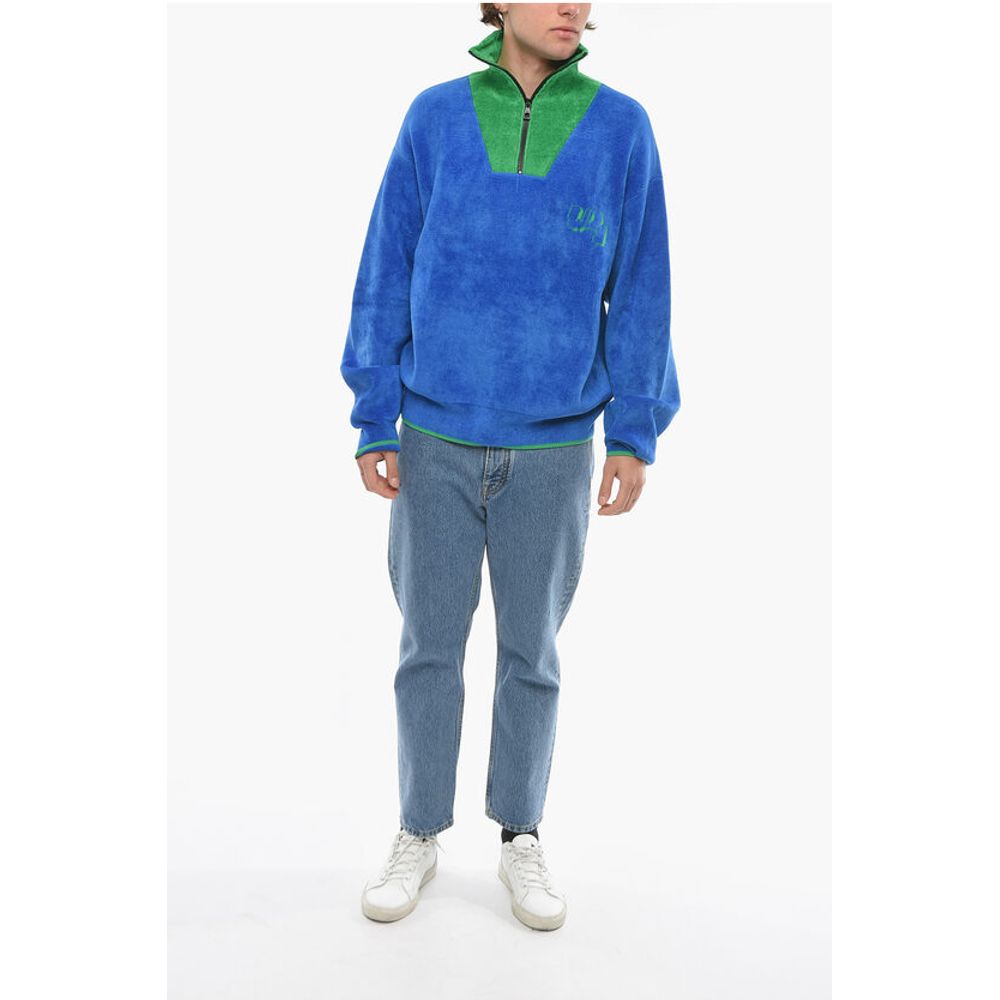 We11done Half Zip Velour Sweatshirt