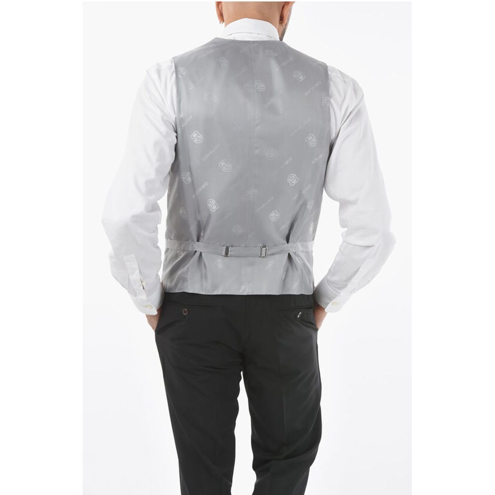 Corneliani Two-Tone Silk ACADEMY CERIMONIA Vest with All-Over Logo on t