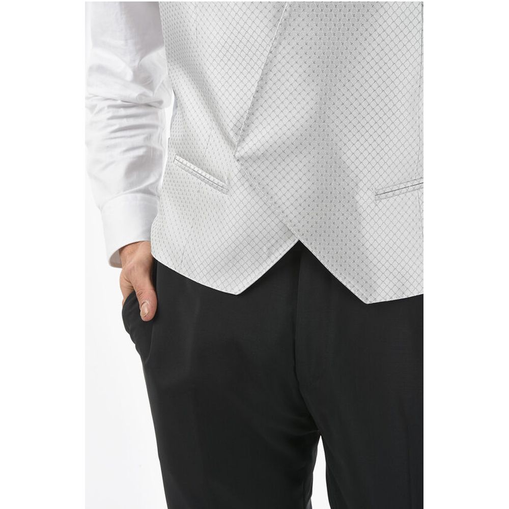 Corneliani Two-Tone Silk ACADEMY CERIMONIA Vest with All-Over Logo on t