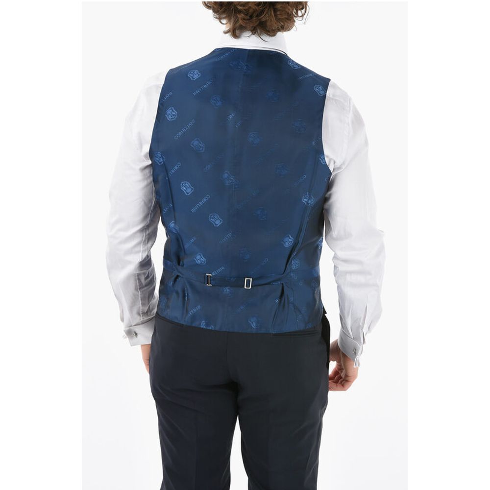 Corneliani Two-Tone Silk ACADEMY CERIMONIA Vest with All-Over Logo on t