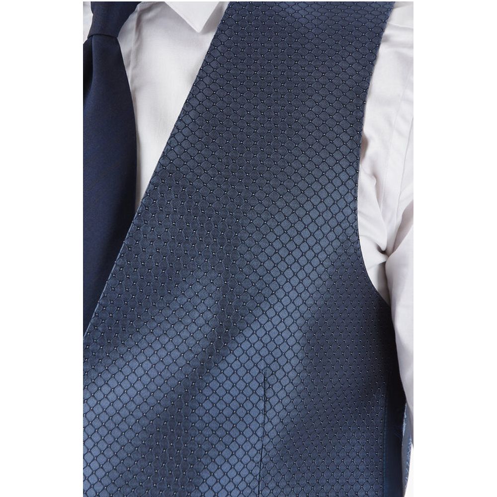 Corneliani Two-Tone Silk ACADEMY CERIMONIA Vest with All-Over Logo on t