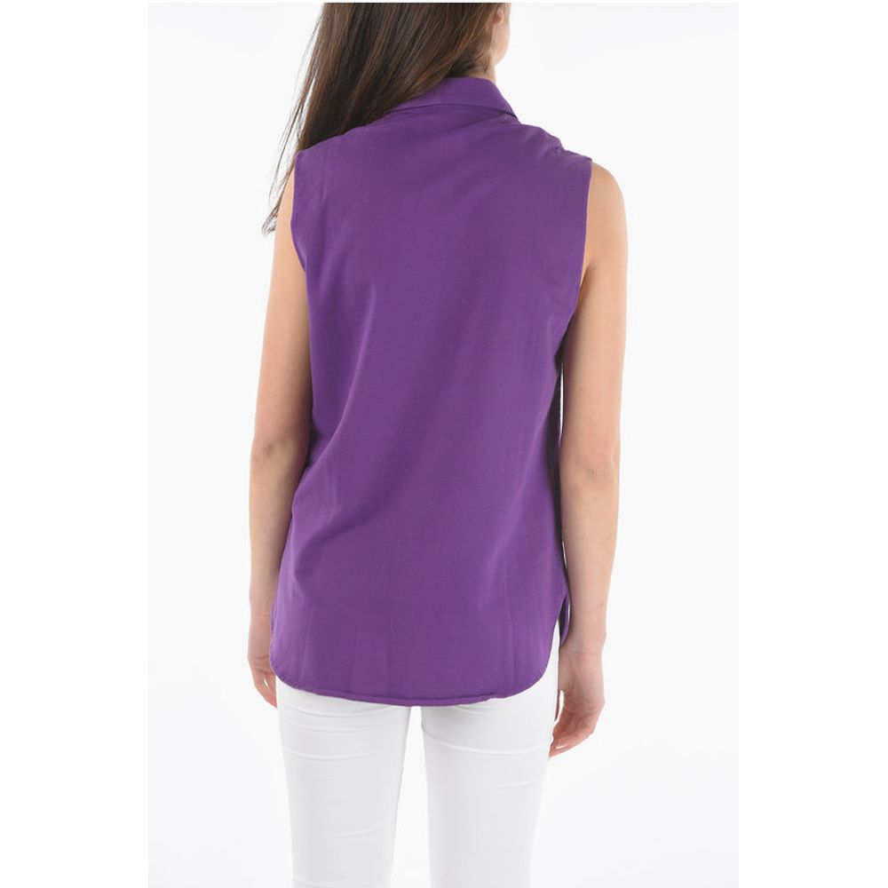 Woolrich Cotton Sleeveless Maxi Shirt with Double Breast Pockets