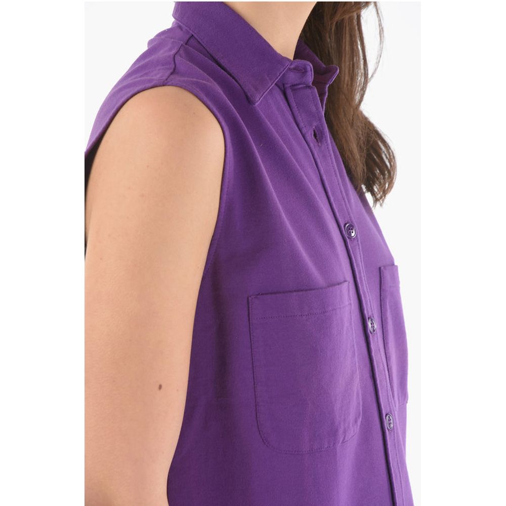 Woolrich Cotton Sleeveless Maxi Shirt with Double Breast Pockets