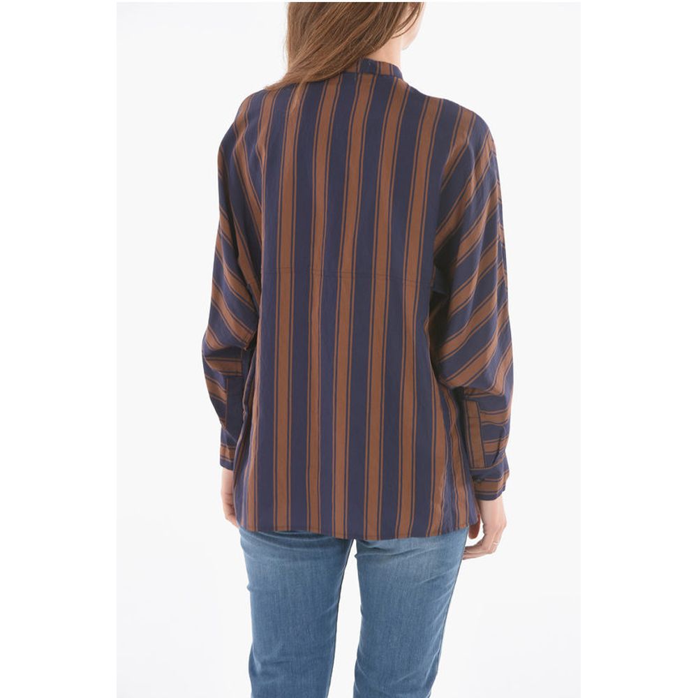 Woolrich Unbalanced Striped SCULLY Mandarin Collar Shirt