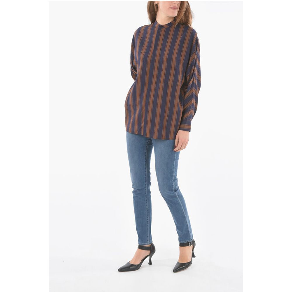 Woolrich Unbalanced Striped SCULLY Mandarin Collar Shirt