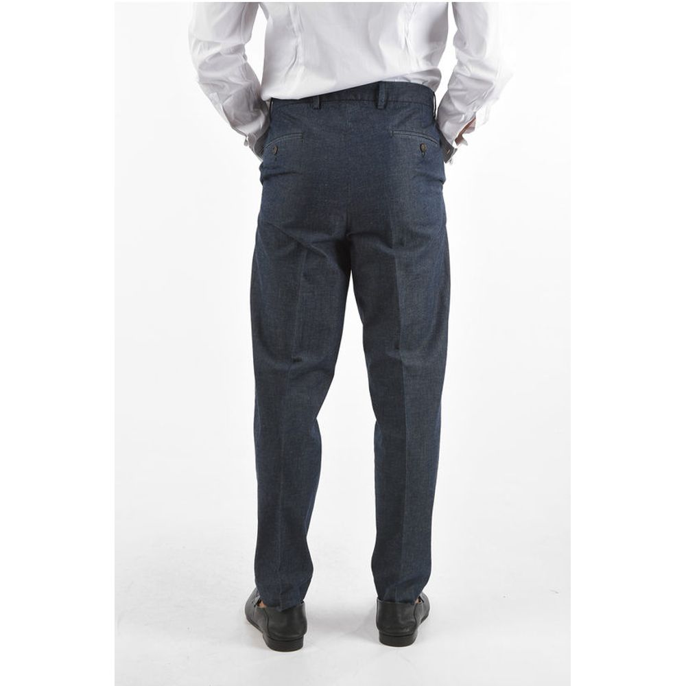Corneliani CC COLLECTION Flax Blend Chino Pants with Single Pleat