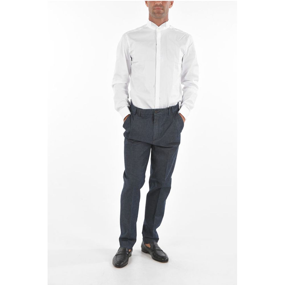 Corneliani CC COLLECTION Flax Blend Chino Pants with Single Pleat