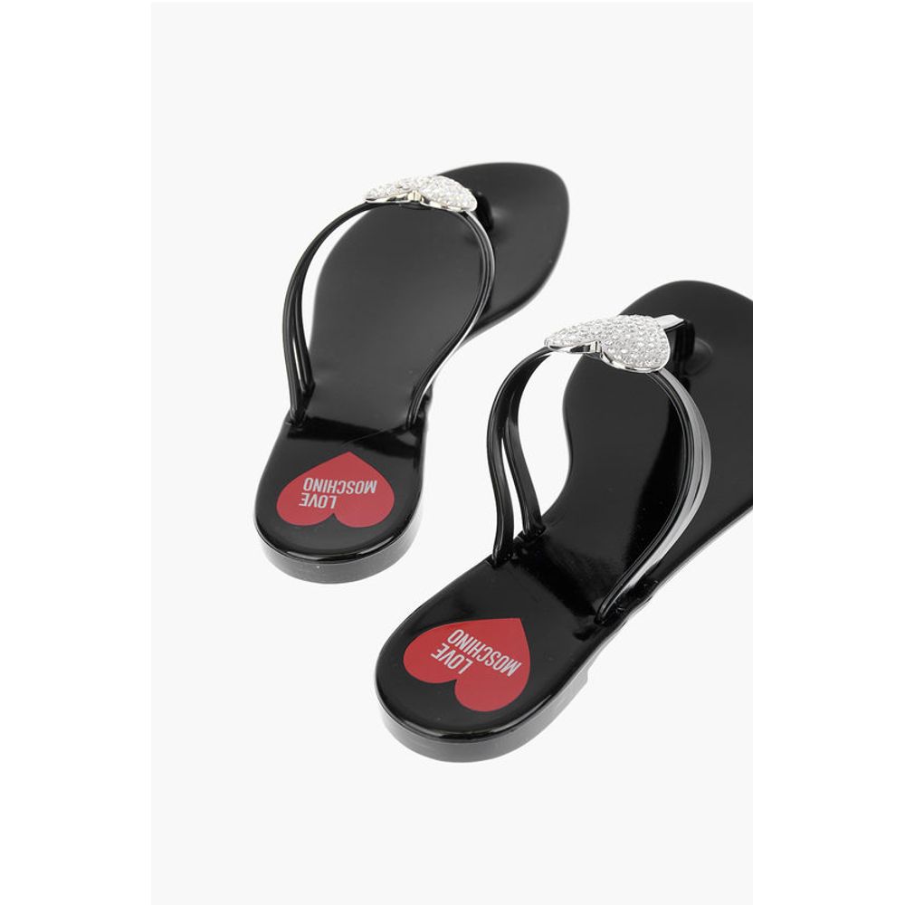 Moschino LOVE rubber thong sandals with heart detail