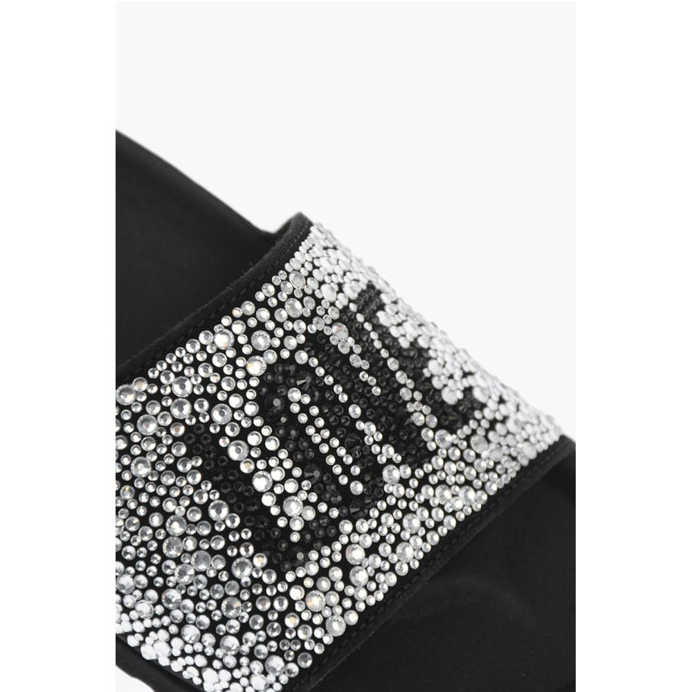Moschino LOVE leather slides with rhinestones