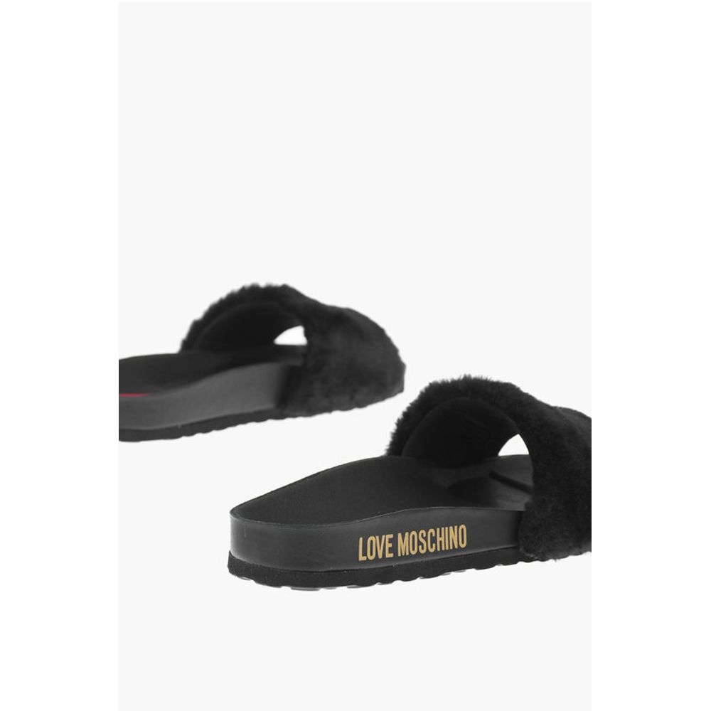Moschino LOVE faux fur detail BIRKI30 slides