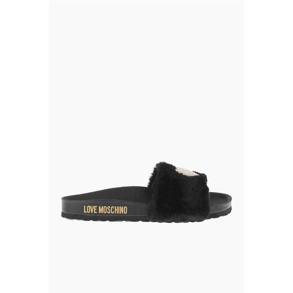 Moschino LOVE faux fur detail BIRKI30 slides