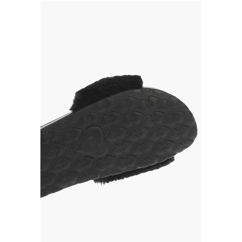 Moschino LOVE faux fur detail BIRKI30 slides