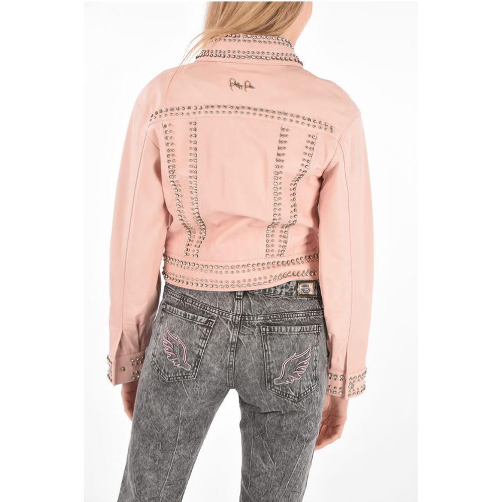 Philipp Plein COUTURE Leather Bomber Jacket CRYSTAL embellished with studs