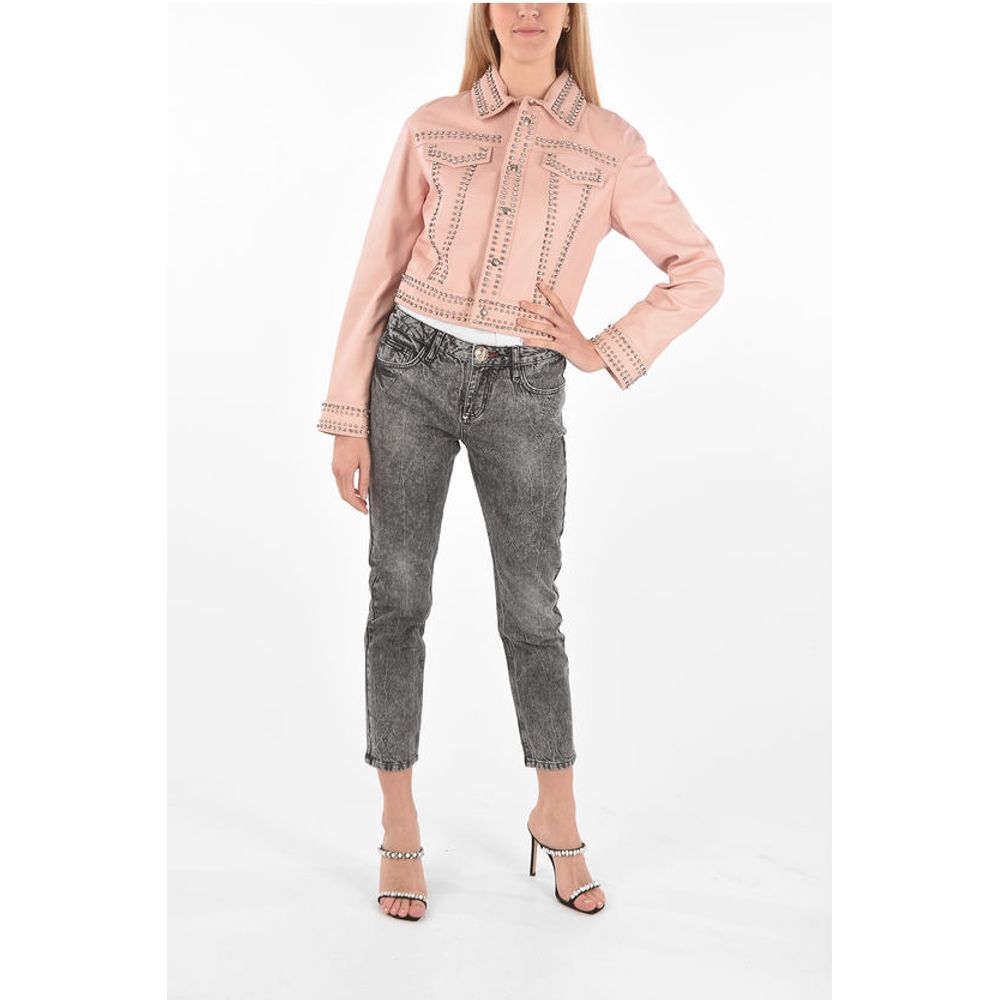 Philipp Plein COUTURE Leather Bomber Jacket CRYSTAL embellished with studs