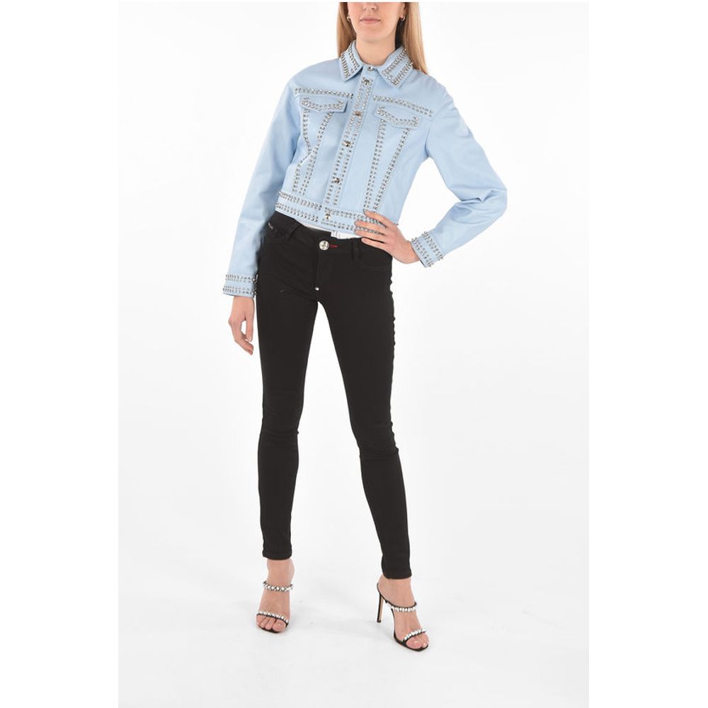 Philipp Plein COUTURE Leather Bomber Jacket CRYSTAL embellished with studs