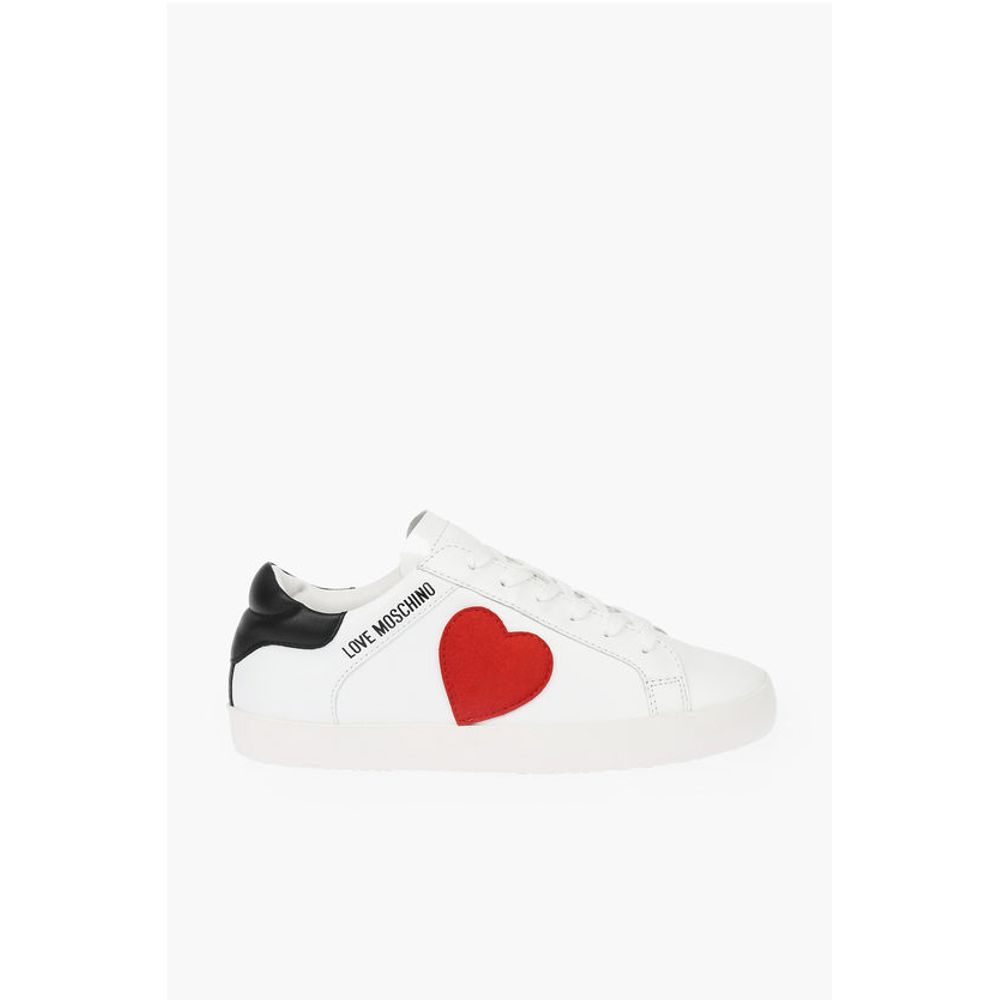 Moschino LOVE leather low top sneakers with velvet heart and Contrast