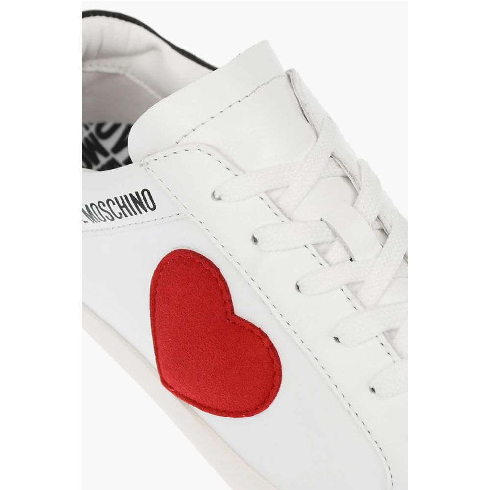 Moschino LOVE leather low top sneakers with velvet heart and Contrast