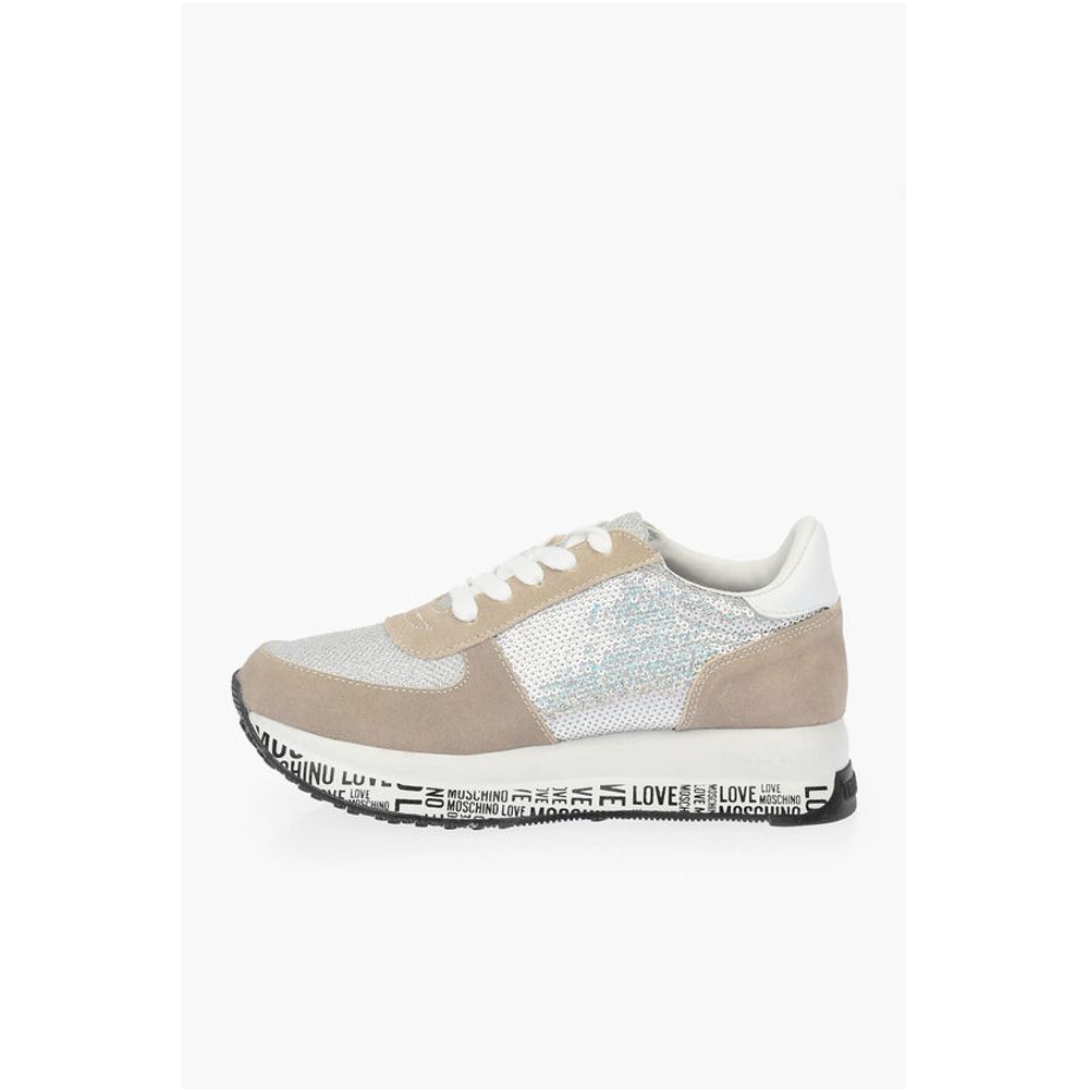 Moschino LOVE suede leather sneakers with sequins