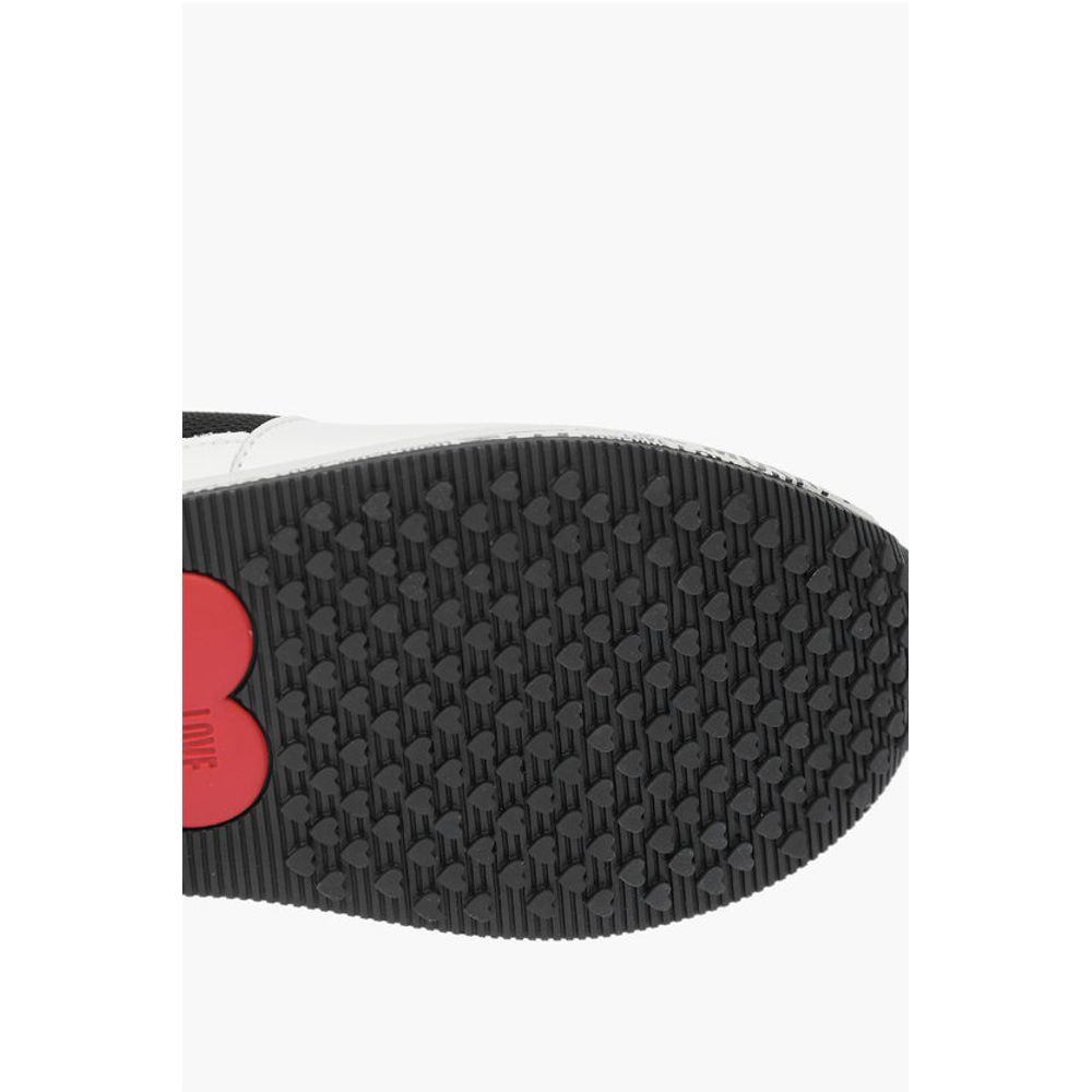 Moschino LOVE leather sneakers with mesh details and all over logo so