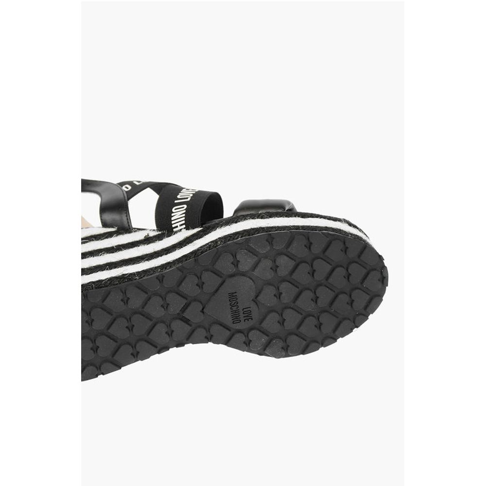 Moschino LOVE Leather Wedge Sandals with Logo 12cm