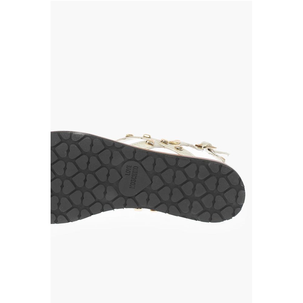 Moschino LOVE Laminated Leather Thong Sandals CAPRI with Studs