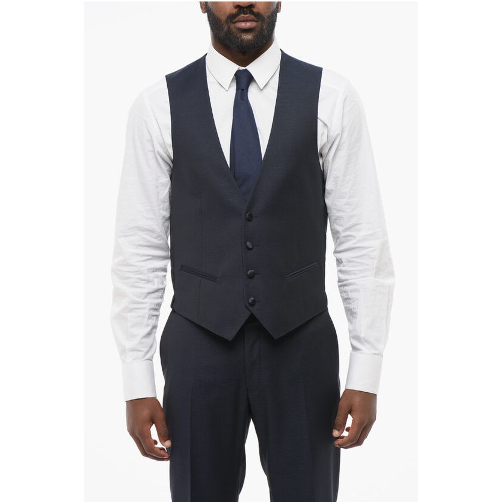 Corneliani CC COLLECTION 3 Pieces RESET CERIMONIA Suit With Satin Detai