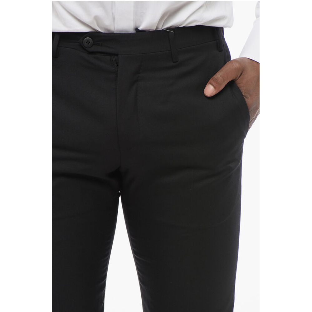 Corneliani Virgin Wool LEADER Pants with Flush Pockets