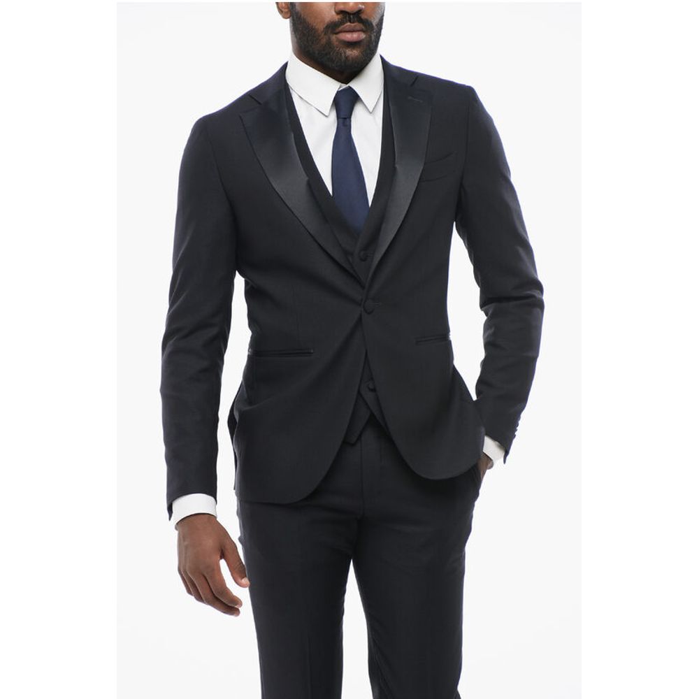 Corneliani Wool Single Breasted Blazer With Satin Lapel