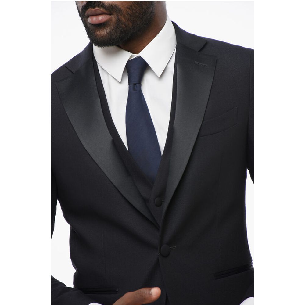 Corneliani Wool Single Breasted Blazer With Satin Lapel