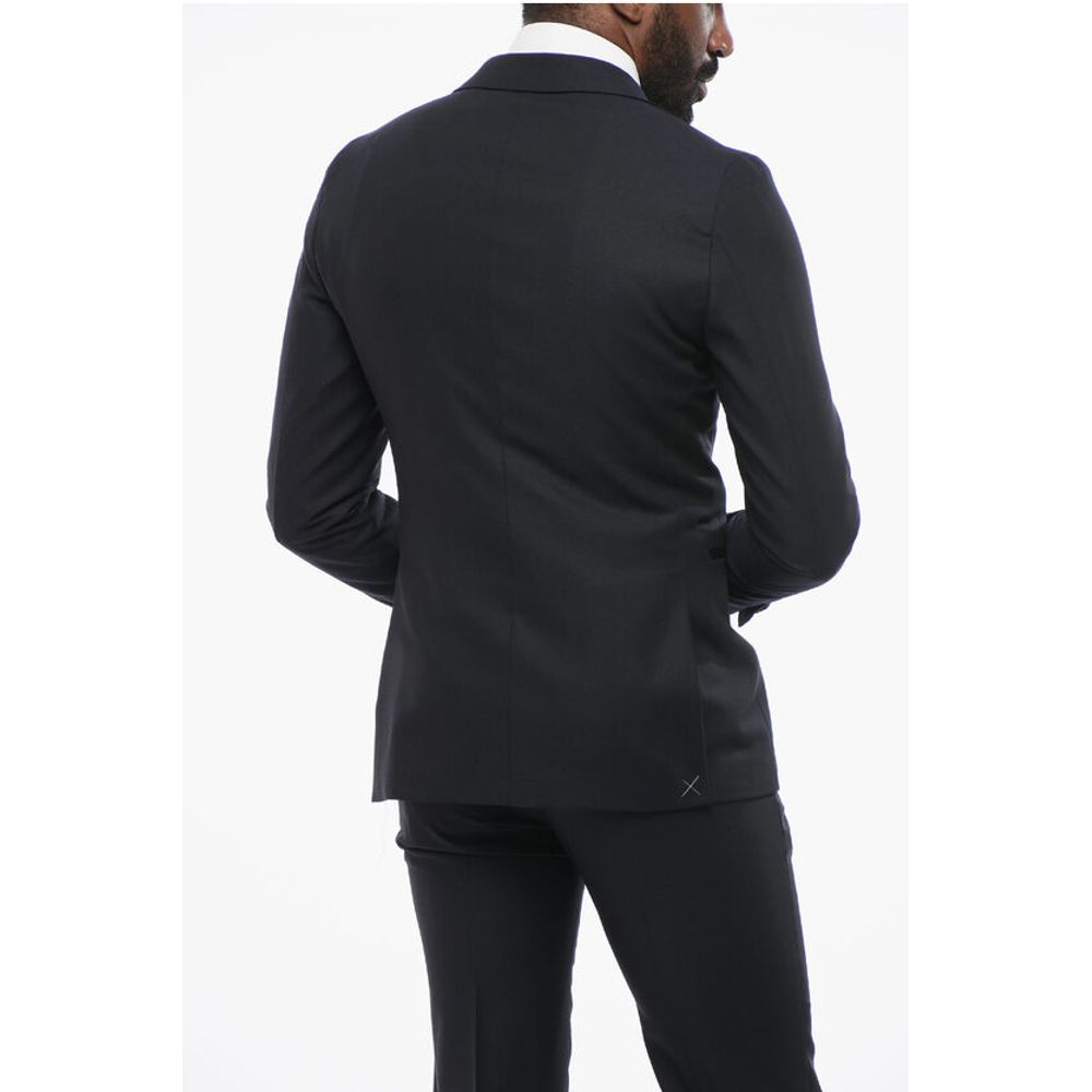 Corneliani Wool Single Breasted Blazer With Satin Lapel